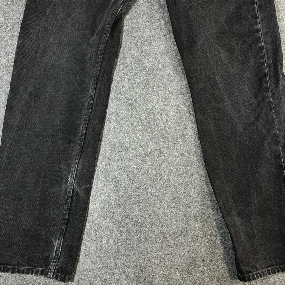 Levis 505 Regular Fit Black Denim Jeans Mens 36x32 Straight Leg Cotton Pants